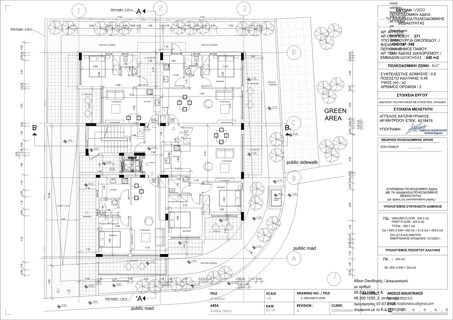 Ground floor plan, units G01 to G04